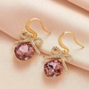 image:imageCushion Cut Austrian Crystal Bow Dangle Drop Earrings for Women  14K gold plated brasscushion cut crystalcute bow designhook earringsgift boxAntique Pink