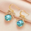 image:imageCushion Cut Austrian Crystal Bow Dangle Drop Earrings for Women  14K gold plated brasscushion cut crystalcute bow designhook earringsgift boxAquamarine