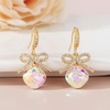 image:imageCushion Cut Austrian Crystal Bow Dangle Drop Earrings for Women  14K gold plated brasscushion cut crystalcute bow designhook earringsgift boxAurora Borealis