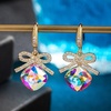 image:imageCushion Cut Austrian Crystal Bow Dangle Drop Earrings for Women  14K gold plated brasscushion cut crystalcute bow designhook earringsgift boxAurora Borealis