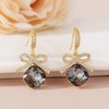 image:imageCushion Cut Austrian Crystal Bow Dangle Drop Earrings for Women  14K gold plated brasscushion cut crystalcute bow designhook earringsgift boxBlack