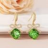 image:imageCushion Cut Austrian Crystal Bow Dangle Drop Earrings for Women  14K gold plated brasscushion cut crystalcute bow designhook earringsgift boxFern Green