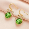 image:imageCushion Cut Austrian Crystal Bow Dangle Drop Earrings for Women  14K gold plated brasscushion cut crystalcute bow designhook earringsgift boxFern Green