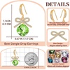 image:imageCushion Cut Austrian Crystal Bow Dangle Drop Earrings for Women  14K gold plated brasscushion cut crystalcute bow designhook earringsgift boxFern Green
