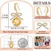 image:imageCushion Cut Austrian Crystal Bow Dangle Drop Earrings for Women  14K gold plated brasscushion cut crystalcute bow designhook earringsgift boxLight Topaz