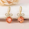 image:imageCushion Cut Austrian Crystal Bow Dangle Drop Earrings for Women  14K gold plated brasscushion cut crystalcute bow designhook earringsgift boxPadparadscha