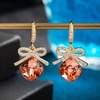 image:imageCushion Cut Austrian Crystal Bow Dangle Drop Earrings for Women  14K gold plated brasscushion cut crystalcute bow designhook earringsgift boxPadparadscha