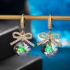 image:imageCushion Cut Austrian Crystal Bow Dangle Drop Earrings for Women  14K gold plated brasscushion cut crystalcute bow designhook earringsgift boxRainbow