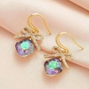 image:imageCushion Cut Austrian Crystal Bow Dangle Drop Earrings for Women  14K gold plated brasscushion cut crystalcute bow designhook earringsgift boxRainbow