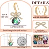 image:imageCushion Cut Austrian Crystal Bow Dangle Drop Earrings for Women  14K gold plated brasscushion cut crystalcute bow designhook earringsgift boxRainbow