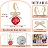 image:imageCushion Cut Austrian Crystal Bow Dangle Drop Earrings for Women  14K gold plated brasscushion cut crystalcute bow designhook earringsgift boxRed