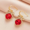 image:imageCushion Cut Austrian Crystal Bow Dangle Drop Earrings for Women  14K gold plated brasscushion cut crystalcute bow designhook earringsgift boxRed