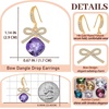 image:imageCushion Cut Austrian Crystal Bow Dangle Drop Earrings for Women  14K gold plated brasscushion cut crystalcute bow designhook earringsgift boxTanzanite