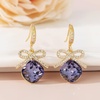 image:imageCushion Cut Austrian Crystal Bow Dangle Drop Earrings for Women  14K gold plated brasscushion cut crystalcute bow designhook earringsgift boxTanzanite