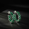 image:imageDazzling Multicolor Austrian Crystal 14K Gold Plated Hoop Earrings for Women Fashion Hypoallergenic Jewelry GiftGreen Crystal  Silvertone