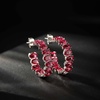 image:imageDazzling Multicolor Austrian Crystal 14K Gold Plated Hoop Earrings for Women Fashion Hypoallergenic Jewelry GiftPink Crystal  Silvertone