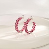 image:imageDazzling Multicolor Austrian Crystal 14K Gold Plated Hoop Earrings for Women Fashion Hypoallergenic Jewelry GiftPink Crystal  Silvertone