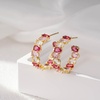 image:imageDazzling Multicolor Austrian Crystal 14K Gold Plated Hoop Earrings for Women Fashion Hypoallergenic Jewelry GiftPink Main CrystalGoldtone