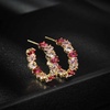 image:imageDazzling Multicolor Austrian Crystal 14K Gold Plated Hoop Earrings for Women Fashion Hypoallergenic Jewelry GiftPink Main CrystalGoldtone