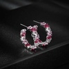 image:imageDazzling Multicolor Austrian Crystal 14K Gold Plated Hoop Earrings for Women Fashion Hypoallergenic Jewelry GiftPink Main CrystalSilvertone