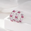 image:imageDazzling Multicolor Austrian Crystal 14K Gold Plated Hoop Earrings for Women Fashion Hypoallergenic Jewelry GiftPink Main CrystalSilvertone