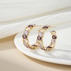image:imageDazzling Multicolor Austrian Crystal 14K Gold Plated Hoop Earrings for Women Fashion Hypoallergenic Jewelry GiftPurple Main CrystalGoldtone