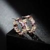 image:imageDazzling Multicolor Austrian Crystal 14K Gold Plated Hoop Earrings for Women Fashion Hypoallergenic Jewelry GiftPurple Main CrystalGoldtone