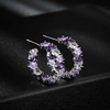 image:imageDazzling Multicolor Austrian Crystal 14K Gold Plated Hoop Earrings for Women Fashion Hypoallergenic Jewelry GiftPurple Main CrystalSilvertone