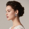 image:imageDazzling Multicolor Austrian Crystal 14K Gold Plated Hoop Earrings for Women Fashion Hypoallergenic Jewelry GiftPurple Main CrystalSilvertone