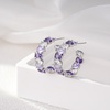 image:imageDazzling Multicolor Austrian Crystal 14K Gold Plated Hoop Earrings for Women Fashion Hypoallergenic Jewelry GiftPurple Main CrystalSilvertone