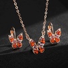 image:imageEVEVIC Austrian Crystal Butterfly Pendant Necklaces and Earrings Jewelry Set Red