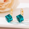 image:imageEVEVIC Austrian Crystal Cube Drop Leverback Earrings for Women  14K Rose GoldPlated HypoallergenicGeometric Cube EarringsCrystal Dangle StyleSecure Leverback ClosureGift for WomenEmerald