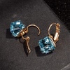 image:imageEVEVIC Austrian Crystal Cube Drop Leverback Earrings for Women  14K Rose GoldPlated HypoallergenicGeometric Cube EarringsCrystal Dangle StyleSecure Leverback ClosureGift for WomenAquamarine