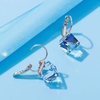 image:imageEVEVIC Austrian Crystal Cube Drop Leverback Earrings for Women  14K Rose GoldPlated HypoallergenicGeometric Cube EarringsCrystal Dangle StyleSecure Leverback ClosureGift for WomenBlue