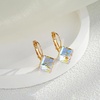 image:imageEVEVIC Austrian Crystal Cube Drop Leverback Earrings for Women  14K Rose GoldPlated HypoallergenicGeometric Cube EarringsCrystal Dangle StyleSecure Leverback ClosureGift for WomenAurora Boreali