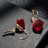 image:imageEVEVIC Austrian Crystal Cube Drop Leverback Earrings for Women  14K Rose GoldPlated HypoallergenicGeometric Cube EarringsCrystal Dangle StyleSecure Leverback ClosureGift for WomenRed