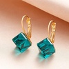 image:imageEVEVIC Austrian Crystal Cube Drop Leverback Earrings for Women  14K Rose GoldPlated HypoallergenicGeometric Cube EarringsCrystal Dangle StyleSecure Leverback ClosureGift for WomenEmerald