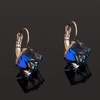 image:imageEVEVIC Austrian Crystal Cube Drop Leverback Earrings for Women  14K Rose GoldPlated HypoallergenicGeometric Cube EarringsCrystal Dangle StyleSecure Leverback ClosureGift for WomenBlue