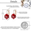image:imageEVEVIC Austrian Crystal Cube Drop Leverback Earrings for Women  14K Rose GoldPlated HypoallergenicGeometric Cube EarringsCrystal Dangle StyleSecure Leverback ClosureGift for WomenRed