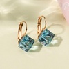 image:imageEVEVIC Austrian Crystal Cube Drop Leverback Earrings for Women  14K Rose GoldPlated HypoallergenicGeometric Cube EarringsCrystal Dangle StyleSecure Leverback ClosureGift for WomenAquamarine