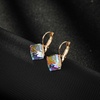image:imageEVEVIC Austrian Crystal Cube Drop Leverback Earrings for Women  14K Rose GoldPlated HypoallergenicGeometric Cube EarringsCrystal Dangle StyleSecure Leverback ClosureGift for WomenAurora Boreali