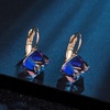 image:imageEVEVIC Austrian Crystal Cube Drop Leverback Earrings for Women  14K Rose GoldPlated HypoallergenicGeometric Cube EarringsCrystal Dangle StyleSecure Leverback ClosureGift for WomenBlue
