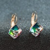 image:imageEVEVIC Austrian Crystal Cube Drop Leverback Earrings for Women  14K Rose GoldPlated HypoallergenicGeometric Cube EarringsCrystal Dangle StyleSecure Leverback ClosureGift for WomenRainbow
