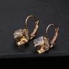 image:imageEVEVIC Austrian Crystal Cube Drop Leverback Earrings for Women  14K Rose GoldPlated HypoallergenicGeometric Cube EarringsCrystal Dangle StyleSecure Leverback ClosureGift for WomenLight Topaz