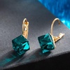 image:imageEVEVIC Austrian Crystal Cube Drop Leverback Earrings for Women  14K Rose GoldPlated HypoallergenicGeometric Cube EarringsCrystal Dangle StyleSecure Leverback ClosureGift for WomenEmerald