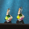 image:imageEVEVIC Austrian Crystal Cube Drop Leverback Earrings for Women  14K Rose GoldPlated HypoallergenicGeometric Cube EarringsCrystal Dangle StyleSecure Leverback ClosureGift for WomenRainbow