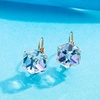 image:imageEVEVIC Austrian Crystal Cube Drop Leverback Earrings for Women  14K Rose GoldPlated HypoallergenicGeometric Cube EarringsCrystal Dangle StyleSecure Leverback ClosureGift for WomenVitrail Light