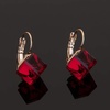 image:imageEVEVIC Austrian Crystal Cube Drop Leverback Earrings for Women  14K Rose GoldPlated HypoallergenicGeometric Cube EarringsCrystal Dangle StyleSecure Leverback ClosureGift for WomenRed