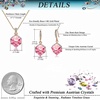 image:imageEVEVIC Austrian Crystal Cube Pendant Necklace and Earrings Set for Women  14K GoldPlated FinishMatching Jewelry SetGeometric Cube PendantCrystal Dangle EarringsJewelry GiftPink Crystal Rose Goldtone