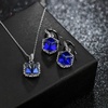 image:imageEVEVIC Austrian Crystal Cube Pendant Necklace and Earrings Set for Women  14K GoldPlated FinishMatching Jewelry SetGeometric Cube PendantCrystal Dangle EarringsJewelry GiftBlue CrystalSilvertone